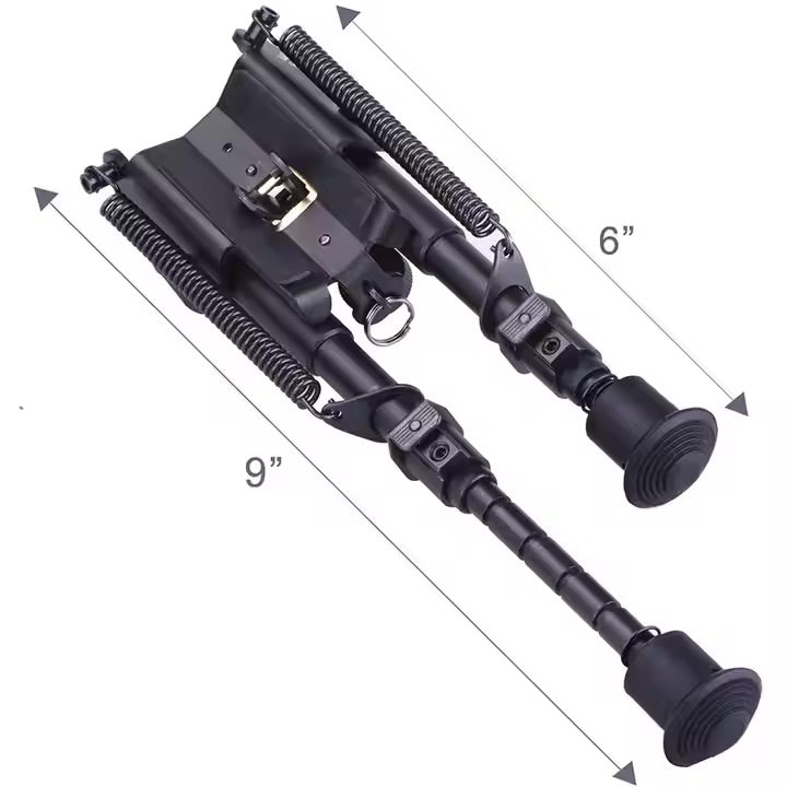 Adjustable Folding Rifle Bipod – 6–9" Height | Fits Picatinny & Sling Swivel Mounts