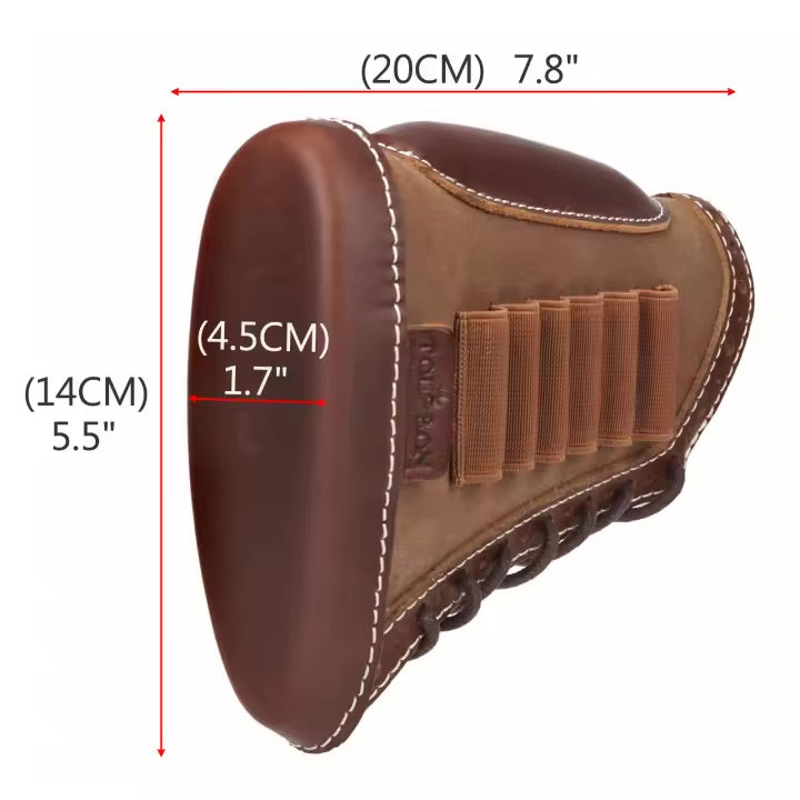 TOURBON Genuine Leather and Canvas Rifle Cheek Riser – Classic Fit for Buttstock Elevation & Ammo Storage