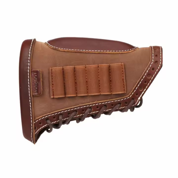 TOURBON Genuine Leather and Canvas Rifle Cheek Riser – Classic Fit for Buttstock Elevation & Ammo Storage