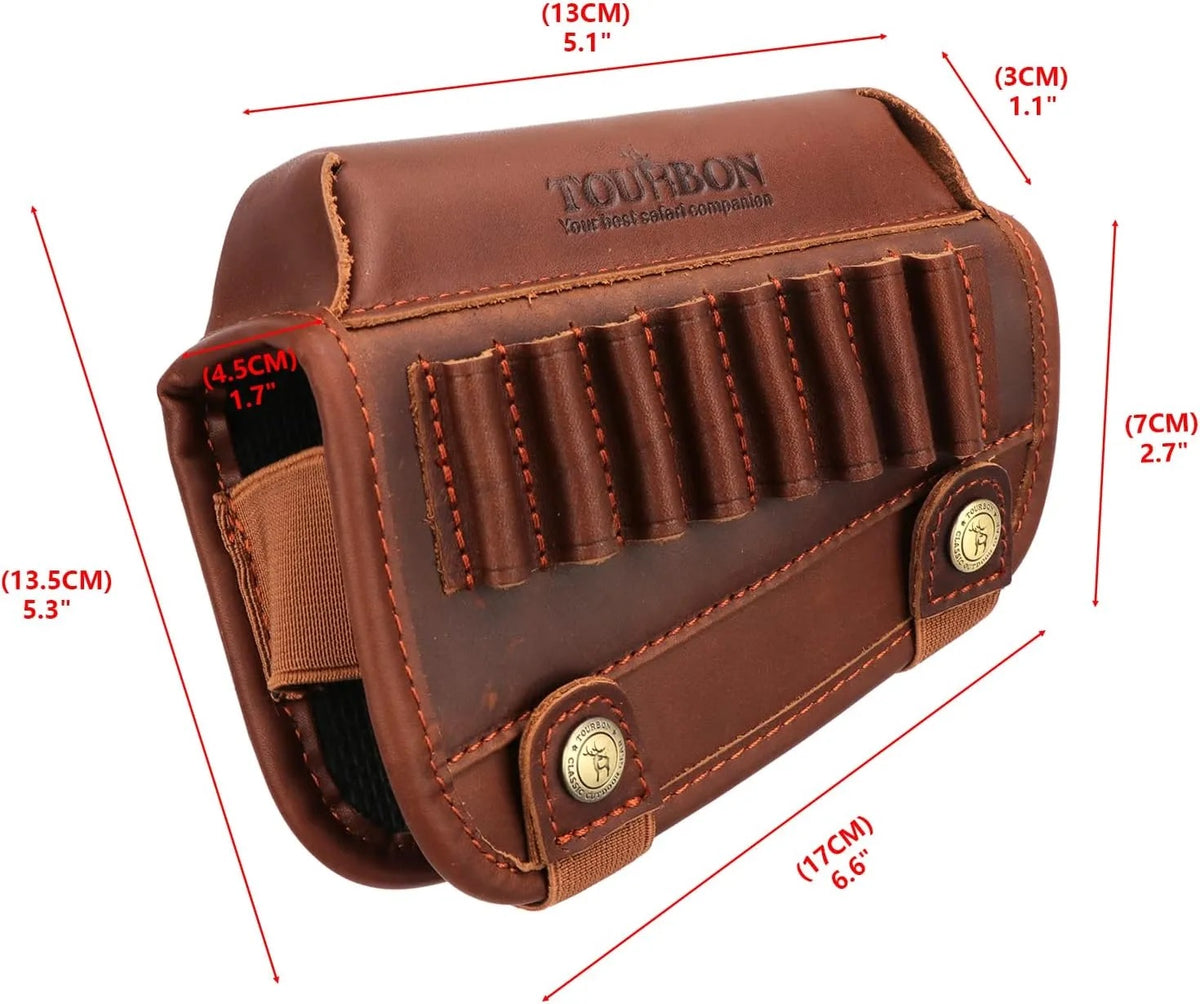 Tourbon Rifle Cheek Riser Tourbon Genuine Leather Rifle Cheek Riser Pad with 7-Round Ammo Holder ...