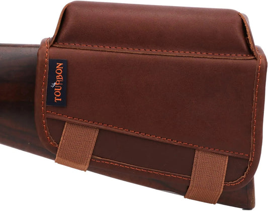 Genuine Leather Rifle Cheek Riser Pad with 7-Round Ammo Holder