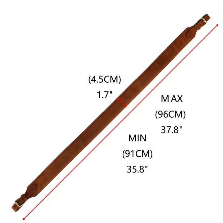 TOURBON Genuine Leather Rifle Sling – Adjustable & Classic Look for Hunting and Shooting