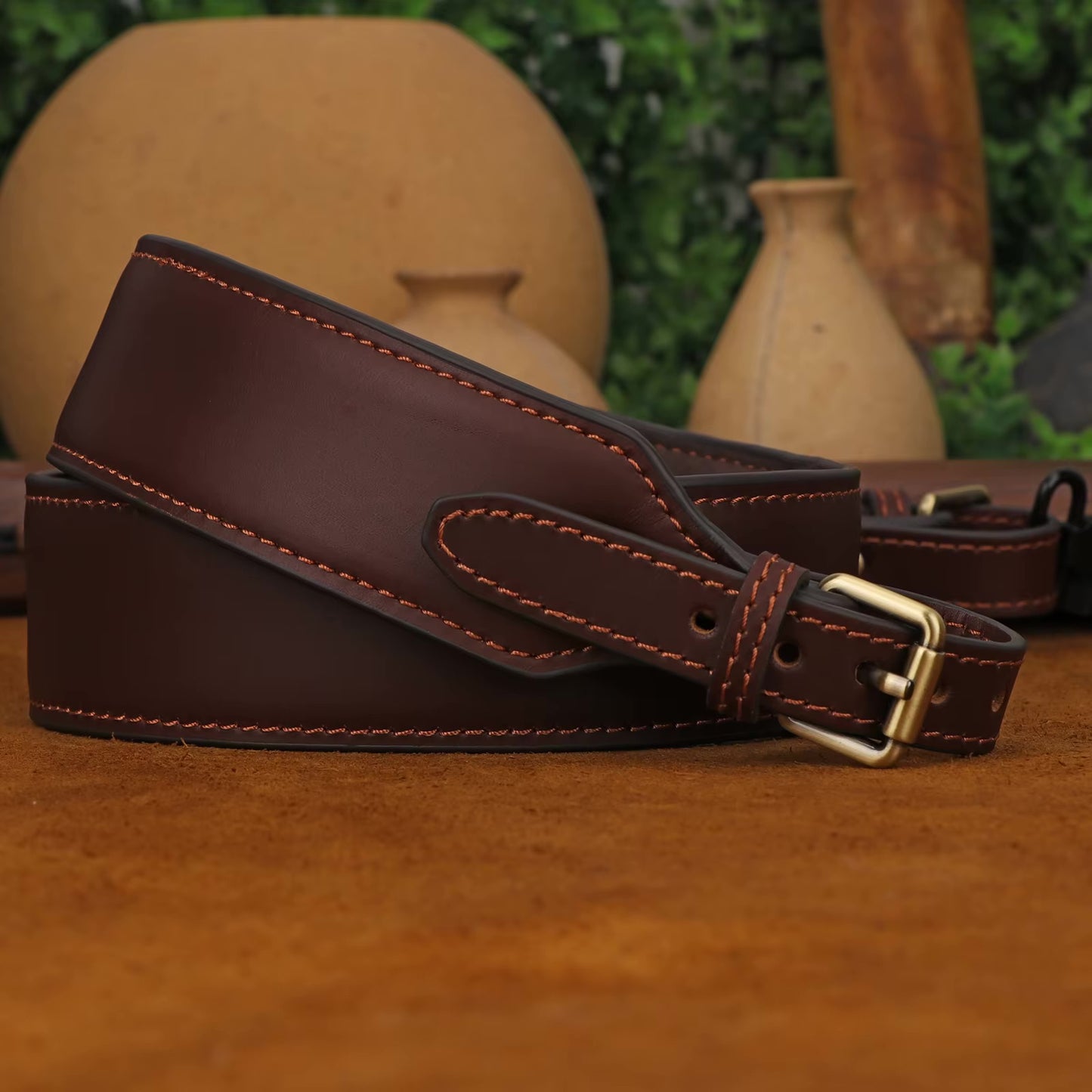 TOURBON Genuine Leather Rifle Sling – Adjustable & Classic Look for Hunting and Shooting