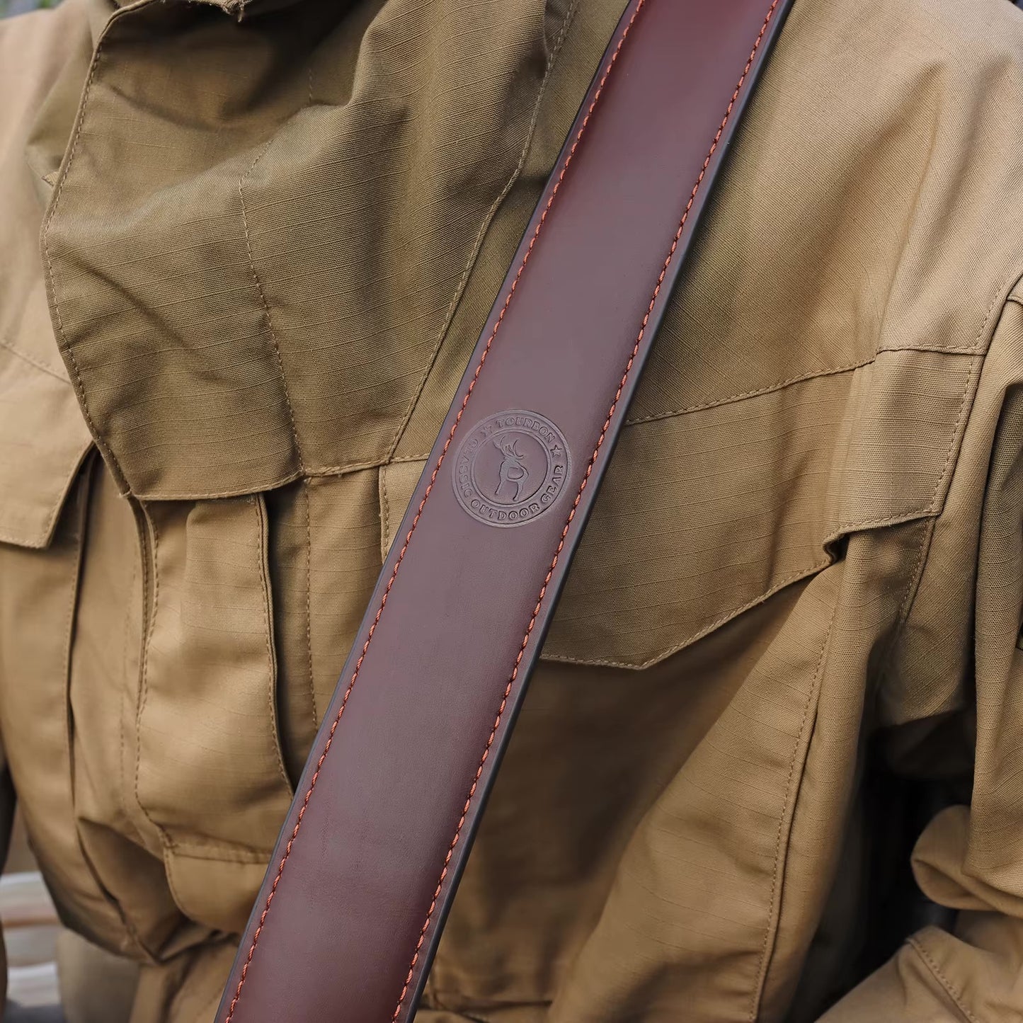 TOURBON Genuine Leather Rifle Sling – Adjustable & Classic Look for Hunting and Shooting