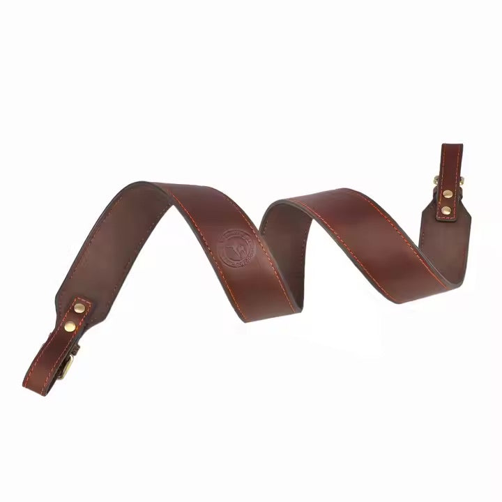 TOURBON Genuine Leather Rifle Sling – Adjustable & Classic Look for Hunting and Shooting