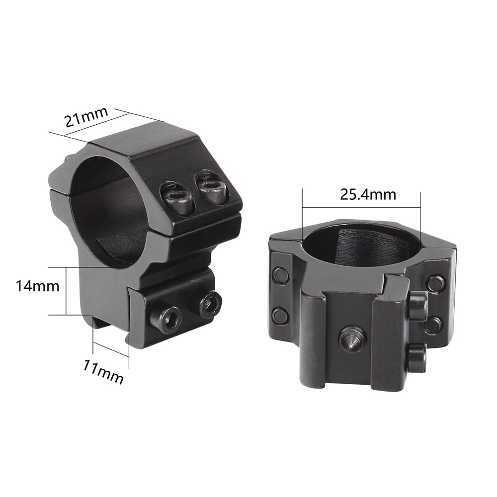 High Profile 25.4mm Scope Rings – Fits 11mm Dovetail Rail